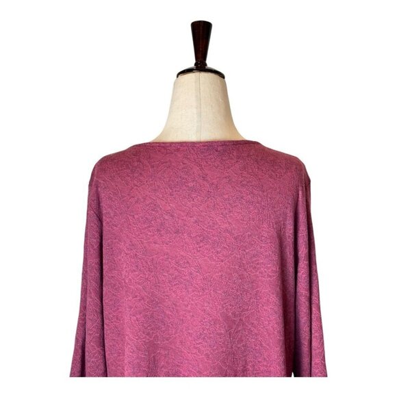 Cut Loose Dress‎ Women Large Pink Mauve Lace Like Pattern Long Sleeve Mini Boho - Picture 4 of 9